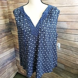 Old Navy Blue Geometric Tank Top